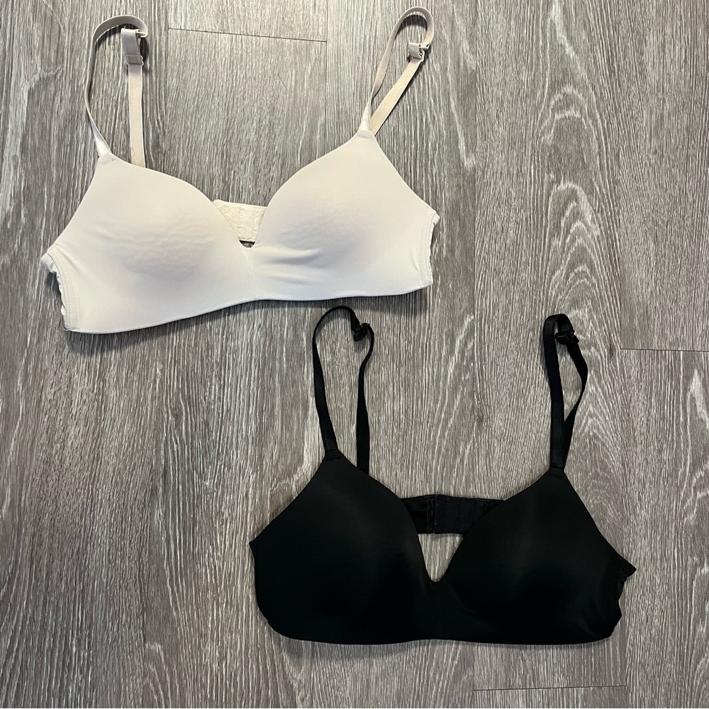 🤍 Auden Womens Bliss Lightly Lined Wirefree Bra Bundle 36B Soft Beige Black 🤍 - Picture 1 of 7